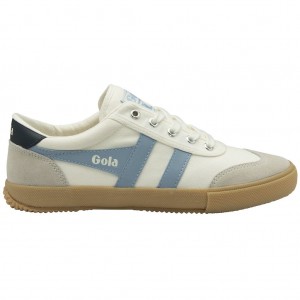 Gola Classics Badminton Plimsoll Sneakers Hvite Marineblå Norge | ZOMXAS-206