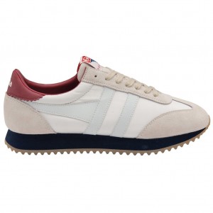 Gola Classics Boston '78 Sneakers Hvite Marineblå Dyp Rød Norge | TOPGFC-518