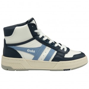 Gola Classics Challenge High Sneakers Hvite Marineblå Blå Norge | GJQUWE-436
