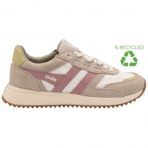 Gola Classics Chicago Sneakers Hvite Grå Rosa Norge | KUQTLX-460