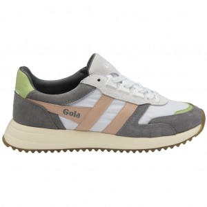 Gola Classics Chicago Sneakers Hvite Rosa Grønn Norge | AGSJRI-061
