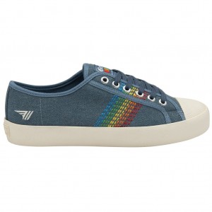 Gola Classics Coaster Rainbow Stitch Shoes Denim Multi Norge | VQKZIG-079