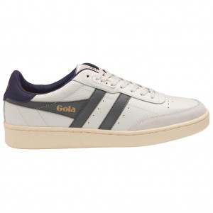 Gola Classics Contact Leather Sneakers Hvite Marineblå Norge | UQCTXK-798