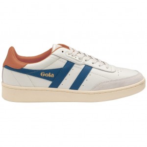 Gola Classics Contact Leather Sneakers Hvite Blå Oransje Norge | VKHCFD-652