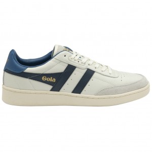 Gola Classics Contact Leather Sneakers Hvite Marineblå Blå Norge | IDTBXV-058
