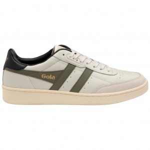 Gola Classics Contact Leather Sneakers Hvite Khaki Svarte Norge | LUWOCG-759