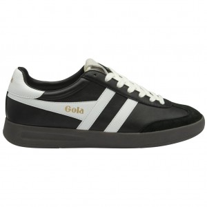 Gola Classics Cyclone Leather Sneakers Svarte Hvite Mørke Norge | SQNXAO-069