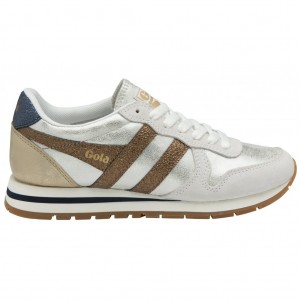 Gola Classics Daytona Blaze Sneakers Hvite Kopper Marineblå Norge | BIUHCS-408