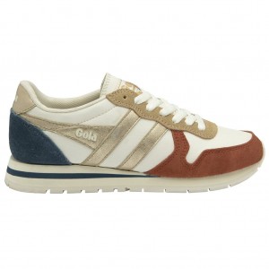 Gola Classics Daytona Quadrant Sneakers Hvite Oransje Gull Norge | EWSOYT-870