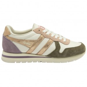 Gola Classics Daytona Quadrant Sneakers Hvite Khaki Rosa Gull Norge | OVZDYB-734