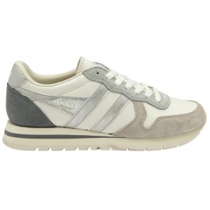 Gola Classics Daytona Quadrant Sneakers Hvite Grå Sølv Norge | ZUSIVC-619
