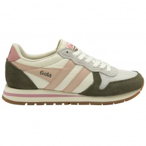 Gola Classics Daytona Sneakers Hvite Khaki Rosa Norge | IGYHCV-316