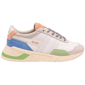 Gola Classics Eclipse Trident Sneakers Hvite Grønn Blå Norge | LPQMBF-130