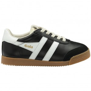 Gola Classics Elan Leather Sneakers Svarte Hvite Norge | ZIHKOS-681