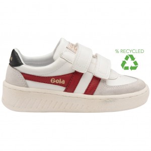 Gola Classics Grandslam Classic Strap Sneakers Hvite Dyp Rød Svarte Norge | VCBWKR-802