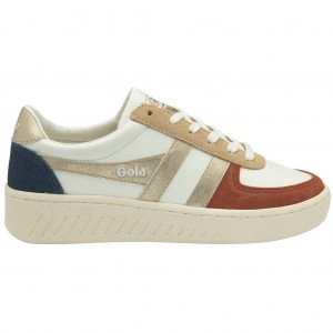 Gola Classics Grandslam Quadrant Sneakers Hvite Oransje Gull Norge | GAPHTW-698