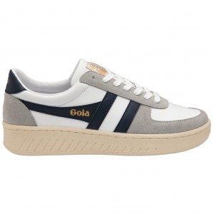 Gola Classics Grandslam Quadrant Sneakers Hvite Lyse Grå Marineblå Norge | UJAHZV-106