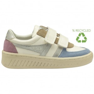 Gola Classics Grandslam Quadrant Strap Sneakers Hvite Sølv Norge | HCQDOL-619