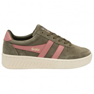 Gola Classics Grandslam Suede Sneakers Khaki Korall Rosa Norge | VCBZOY-195