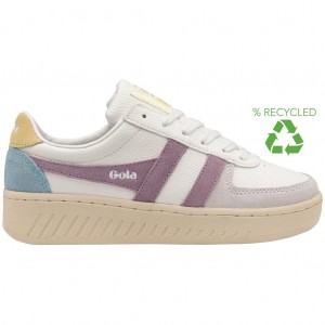 Gola Classics Grandslam Trident Sneakers Hvite Sitron Norge | YJGAZQ-538