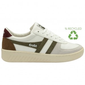 Gola Classics Grandslam Trident Sneakers Hvite Khaki Burgunder Norge | MZSVFE-317