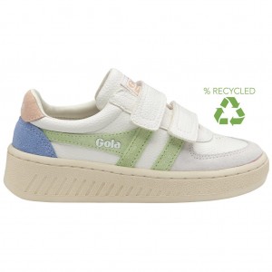 Gola Classics Grandslam Trident Strap Sneakers Hvite Grønn Rosa Norge | FCMXGQ-278