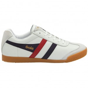 Gola Classics Harrier Leather Sneakers Hvite Marineblå Rød Norge | IDSJZF-173