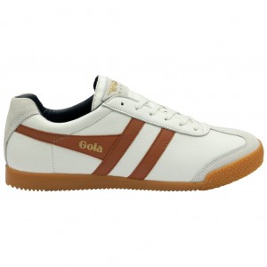 Gola Classics Harrier Leather Sneakers Hvite Oransje Marineblå Norge | YCZPAB-560