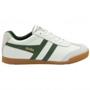 Gola Classics Harrier Leather Sneakers Hvite Grønn Grønn Norge | QVCFMG-497