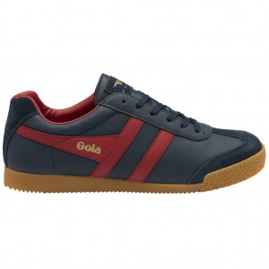 Gola Classics Harrier Leather Sneakers Marineblå Dyp Rød Dyp Rød Norge | ICQOHX-405