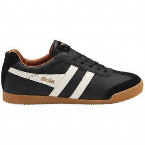 Gola Classics Harrier Leather Sneakers Svarte Hvite Oransje Norge | ZOIYNA-372