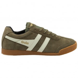 Gola Classics Harrier Suede Sneakers Khaki Hvite Svarte Norge | SVEYOG-483