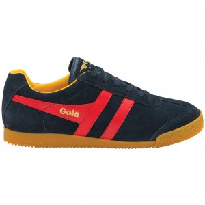 Gola Classics Harrier Suede Sneakers Marineblå Rød Norge | CWJVIP-427