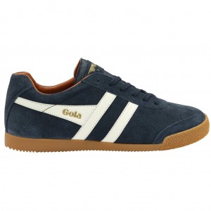 Gola Classics Harrier Suede Sneakers Marineblå Hvite Oransje Norge | QYVHSX-219