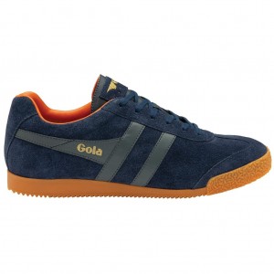Gola Classics Harrier Suede Sneakers Marineblå Oransje Norge | KNPBAM-159