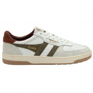 Gola Classics Hawk Sneakers Hvite Khaki Norge | KZFYVQ-612