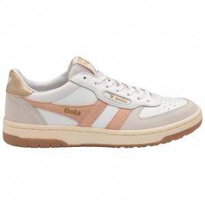 Gola Classics Hawk Sneakers Hvite Rosa Gull Norge | VTCHGS-153