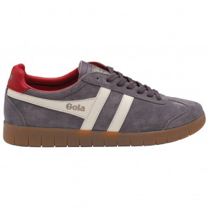 Gola Classics Hurricane Suede Sneakers Hvite Dyp Rød Norge | ZLYBOI-274