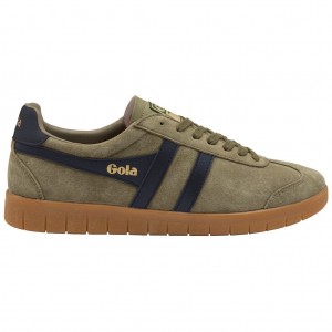 Gola Classics Hurricane Suede Sneakers Khaki Marineblå Khaki Norge | HBGVFI-036