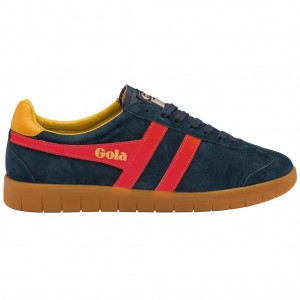 Gola Classics Hurricane Suede Sneakers Marineblå Rød Norge | ISUPQG-591
