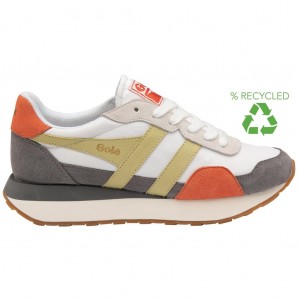 Gola Classics Indiana Sneakers Hvite Sitron Norge | GFSBQZ-573