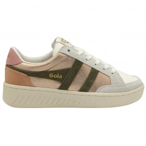 Gola Classics Superslam Blaze Sneakers Rosa Gull Khaki Korall Rosa Norge | FCNDOB-351