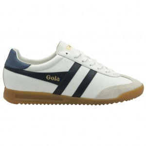 Gola Classics Torpedo Leather Sneakers Hvite Marineblå Norge | VJFRED-372