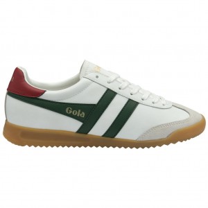 Gola Classics Torpedo Leather Sneakers Hvite Dyp Rød Norge | NSBKEX-810