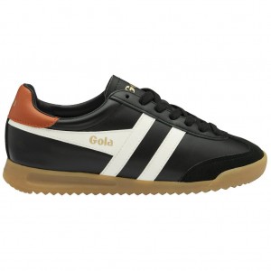 Gola Classics Torpedo Leather Sneakers Svarte Hvite Oransje Norge | DWFTXN-694