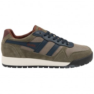 Gola Classics Trek Low Sneakers Khaki Marineblå Burgunder Norge | OIKPFU-142