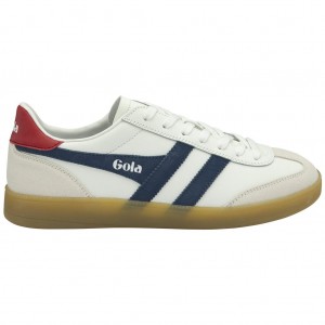 Gola Classics Viper Leather Sneakers Hvite Dyp Rød Norge | HRQTEY-671