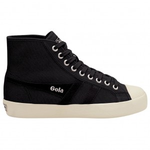 Gola Vegan Classics Coaster High Sneakers Svarte Hvite Norge | WTVQYF-194