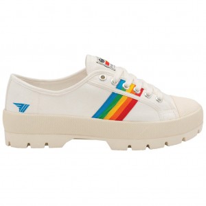 Gola Vegan Classics Coaster Peak Rainbow Shoes Hvite Norge | DKAGCB-956