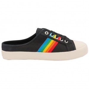 Gola Vegan Classics Coaster Rainbow Mule Plimsolls Shoes Svarte Norge | GXKPQL-935